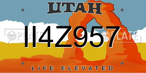 II4Z957 Utah License Plate