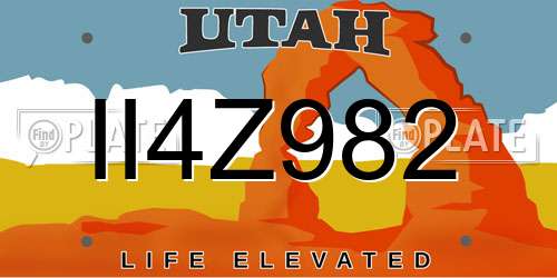 II4Z982 Utah License Plate