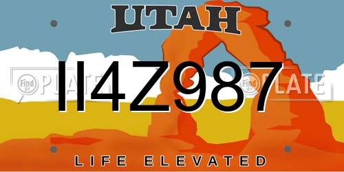 II4Z987 Utah License Plate
