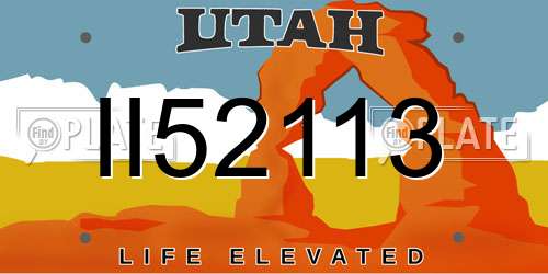 II52113 Utah License Plate