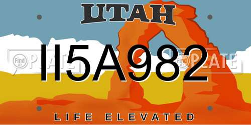 II5A982 Utah License Plate