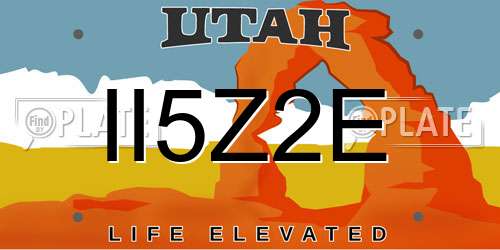 II5Z2E Utah License Plate