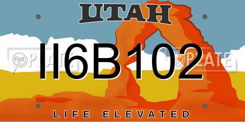 II6B102 Utah License Plate