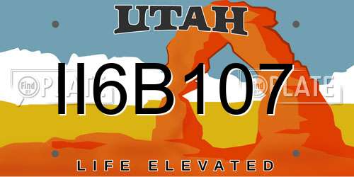 II6B107 Utah License Plate