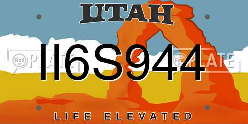 II6S944 Utah License Plate