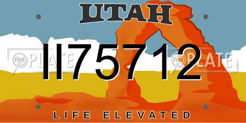 II75712 Utah License Plate