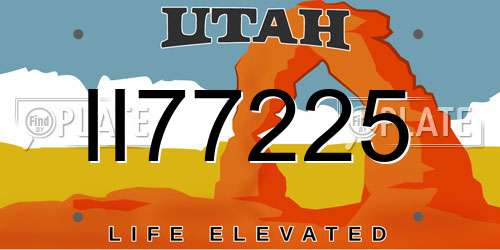 II77225 Utah License Plate