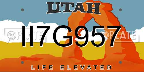 II7G957 Utah License Plate