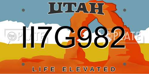 II7G982 Utah License Plate