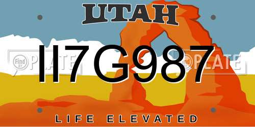 II7G987 Utah License Plate