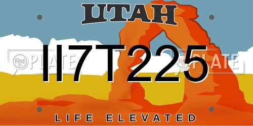II7T225 Utah License Plate