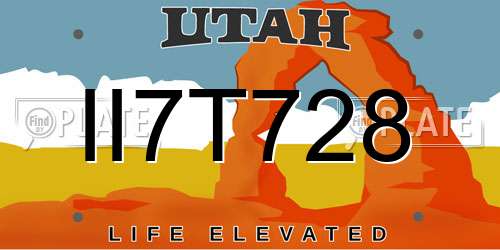 II7T728 Utah License Plate