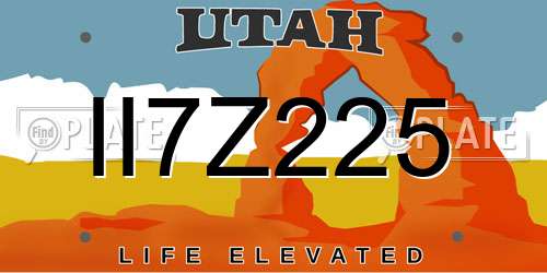 II7Z225 Utah License Plate