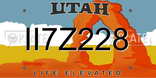 II7Z228 Utah License Plate