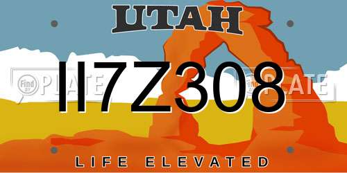 II7Z308 Utah License Plate