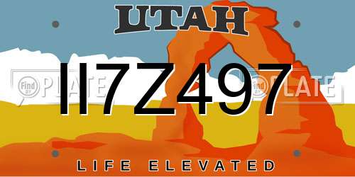 II7Z497 Utah License Plate