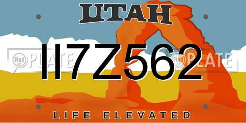 II7Z562 Utah License Plate