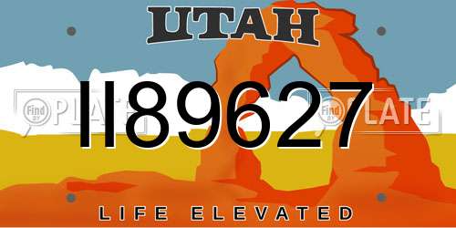II89627 Utah License Plate