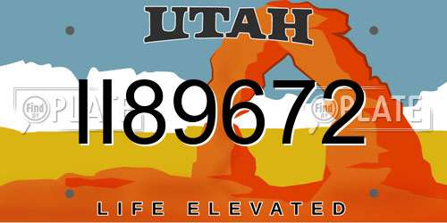 II89672 Utah License Plate