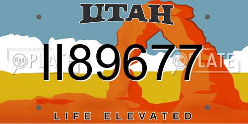 II89677 Utah License Plate