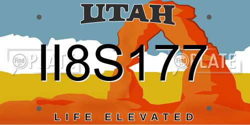 II8S177 Utah License Plate
