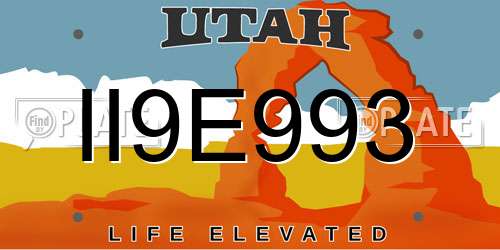 II9E993 Utah License Plate