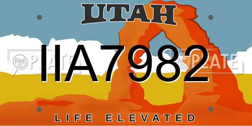 IIA7982 Utah License Plate