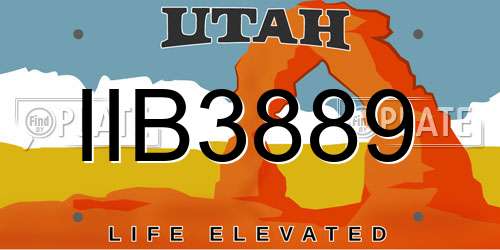 IIB3889 Utah License Plate