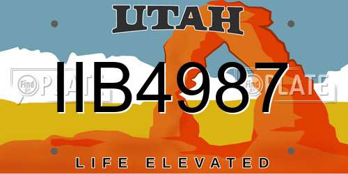 IIB4987 Utah License Plate