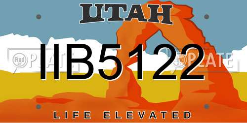 IIB5122 Utah License Plate
