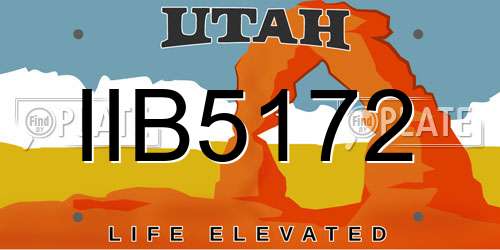 IIB5172 Utah License Plate
