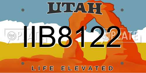 IIB8122 Utah License Plate