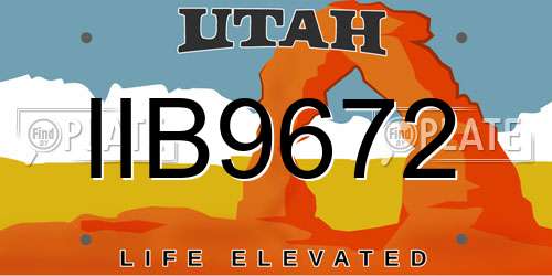 IIB9672 Utah License Plate