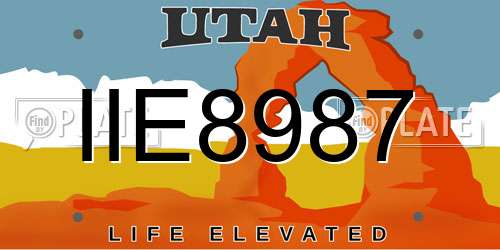 IIE8987 Utah License Plate