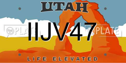 IIJV47 Utah License Plate