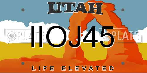 IIOJ45 Utah License Plate