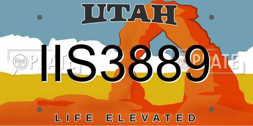 IIS3889 Utah License Plate