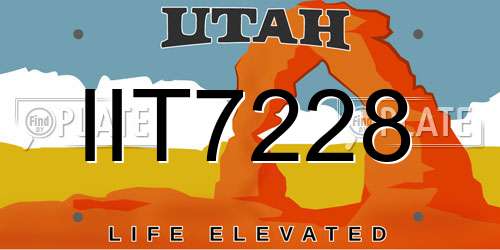 IIT7228 Utah License Plate