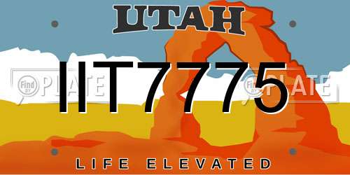 IIT7775 Utah License Plate