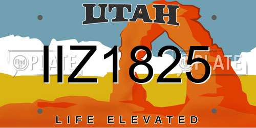 IIZ1825 Utah License Plate