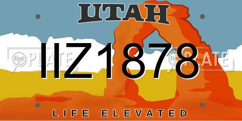 IIZ1878 Utah License Plate