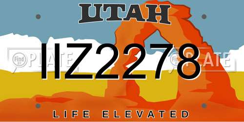 IIZ2278 Utah License Plate