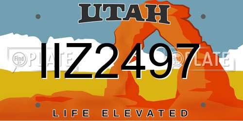 IIZ2497 Utah License Plate