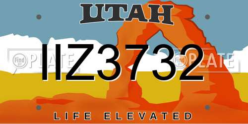 IIZ3732 Utah License Plate
