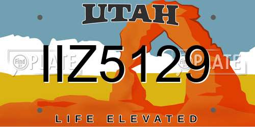 IIZ5129 Utah License Plate