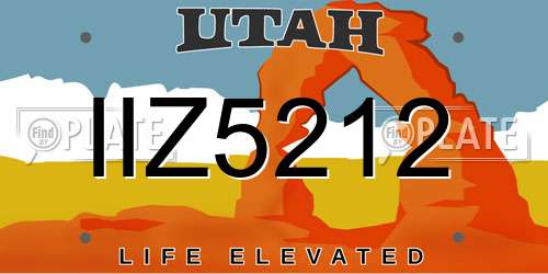 IIZ5212 Utah License Plate