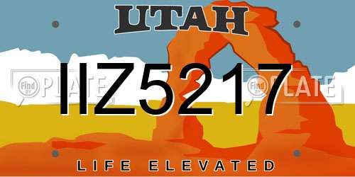 IIZ5217 Utah License Plate