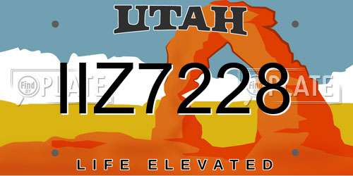 IIZ7228 Utah License Plate
