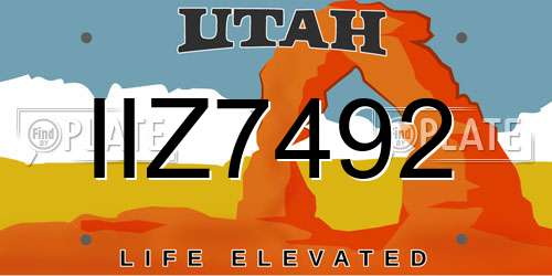 IIZ7492 Utah License Plate