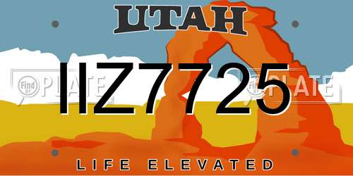 IIZ7725 Utah License Plate